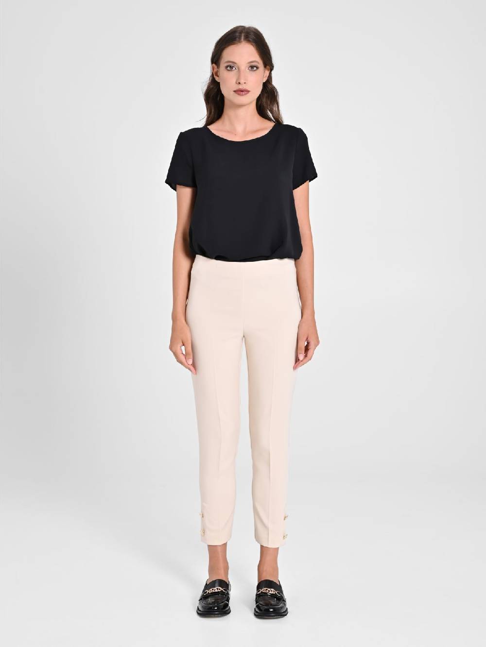 Rinascimento Pantaloni Slim in Tessuto Tecnico Beige Offerte giornaliere