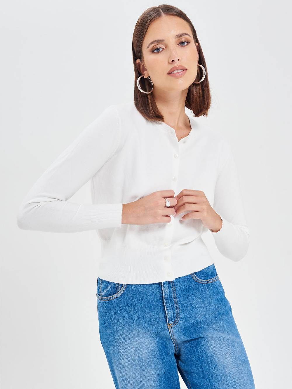 Rinascimento Cardigan Bianco in Maglia Eco Vero® Super Saving Price