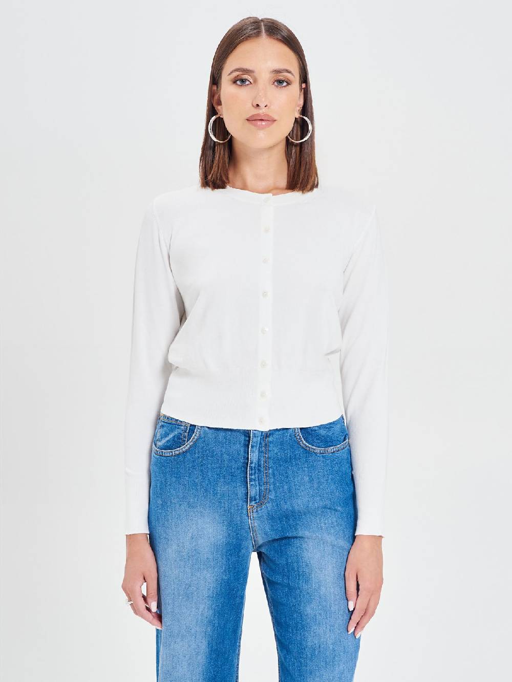 Rinascimento Cardigan Bianco in Maglia Eco Vero® Super Saving Price