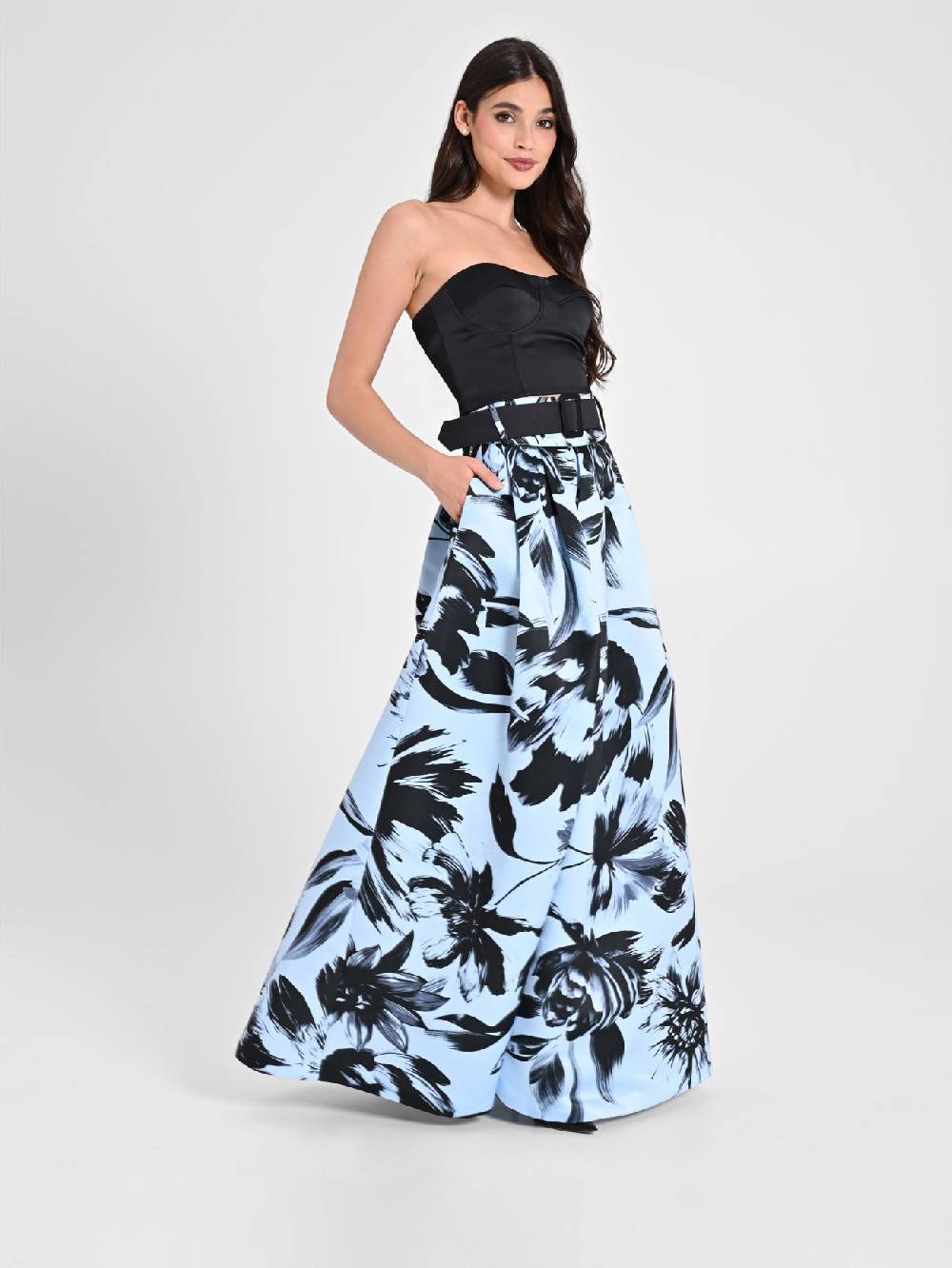Rinascimento Maxi Gonna in Duchesse stampa Floreale Italy