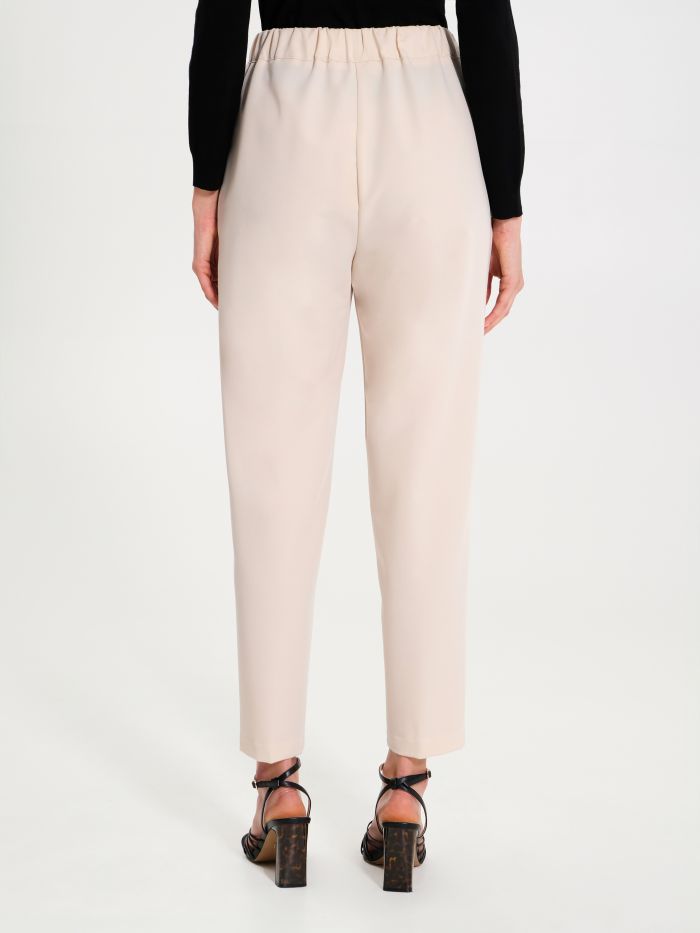 Rinascimento Pantaloni Carota con Punto Smock Beige In Linea