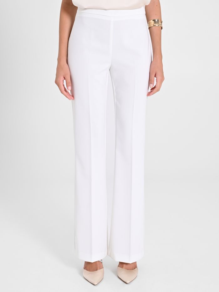Rinascimento Pantaloni Mid Flared in Tessuto Tecnico Bianco Nuovo