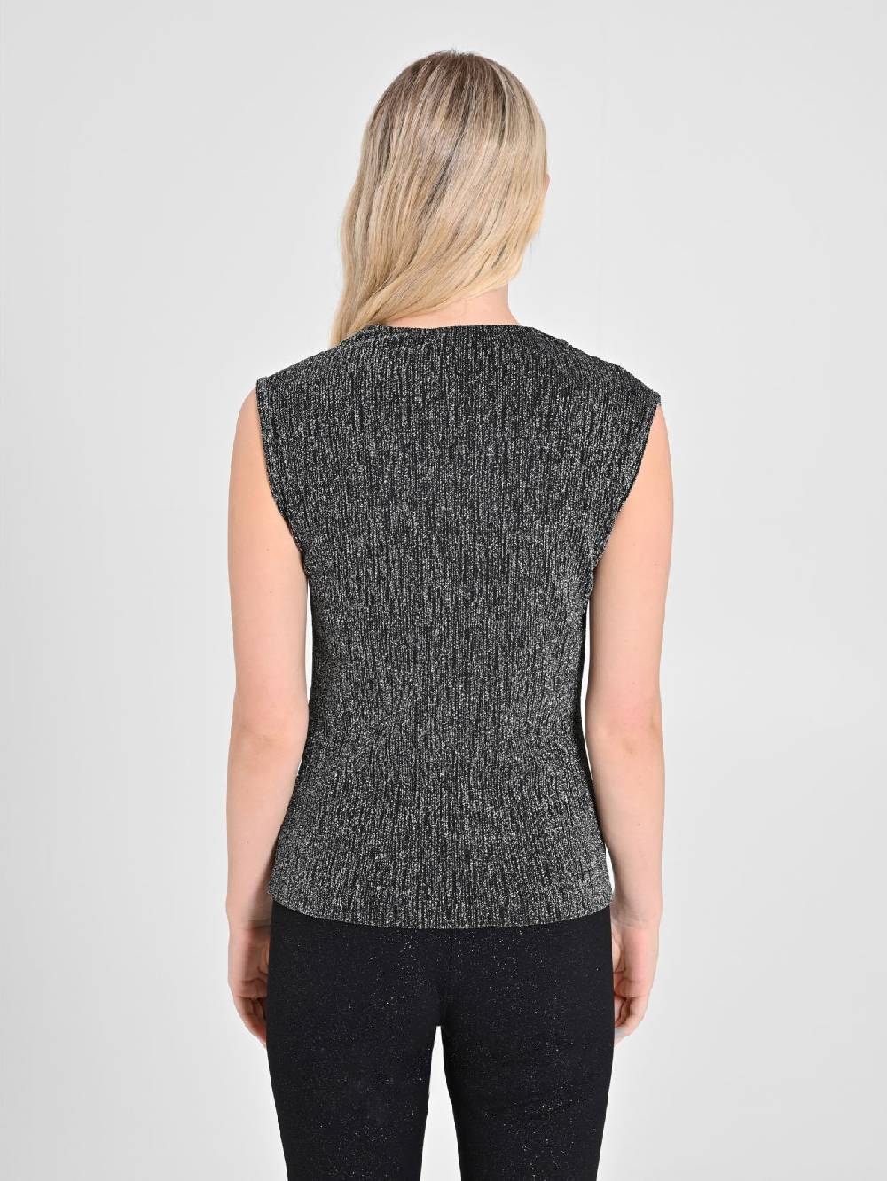 Rinascimento Top Nero & Argento Lurex Shopping Online