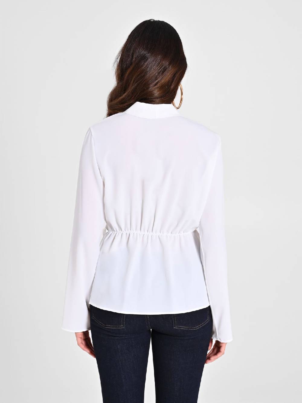 Rinascimento Blusa Bianca con Drappeggio Sconto