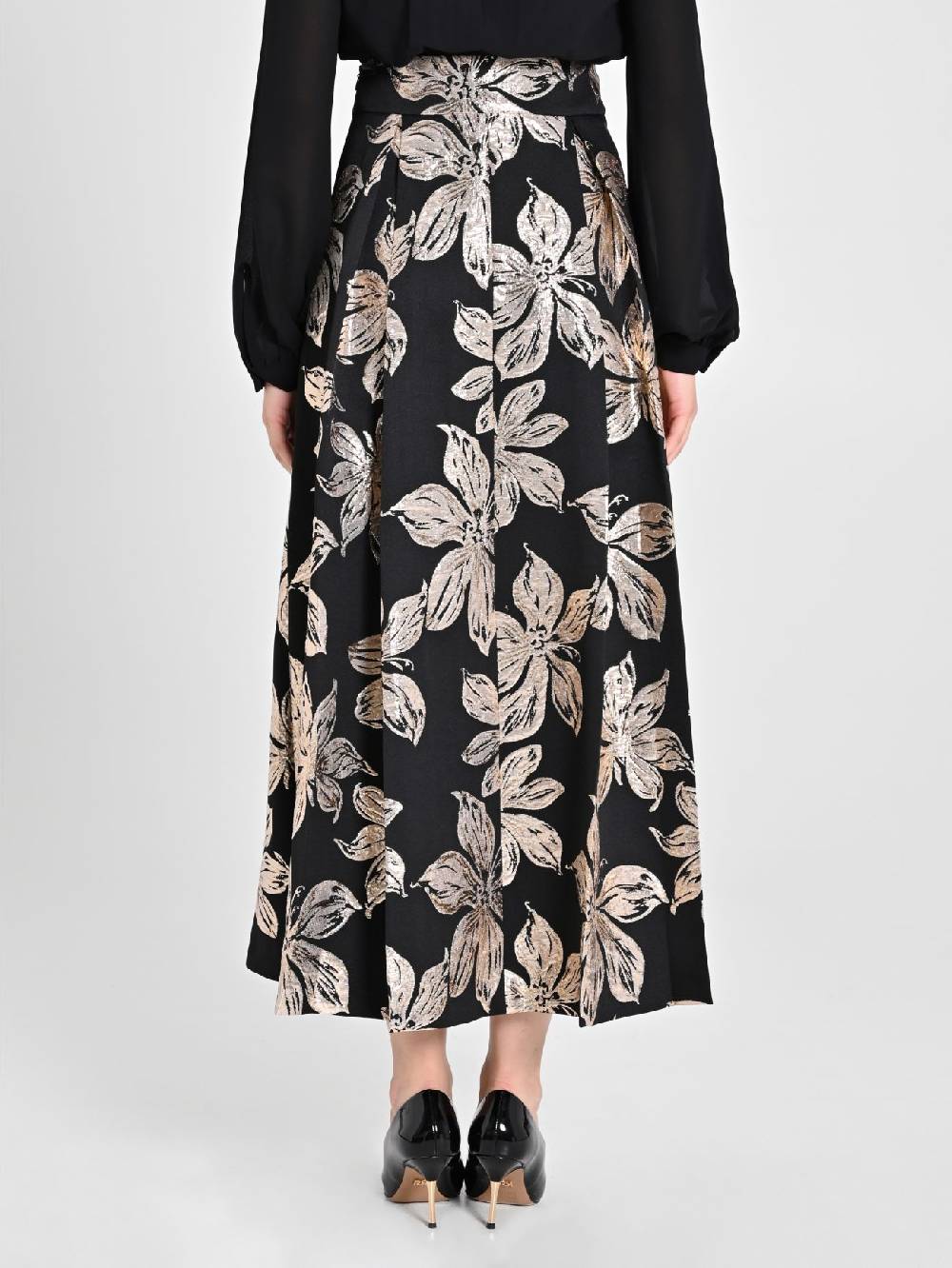 Rinascimento Gonna Fiori Dorati Jacquard Moda