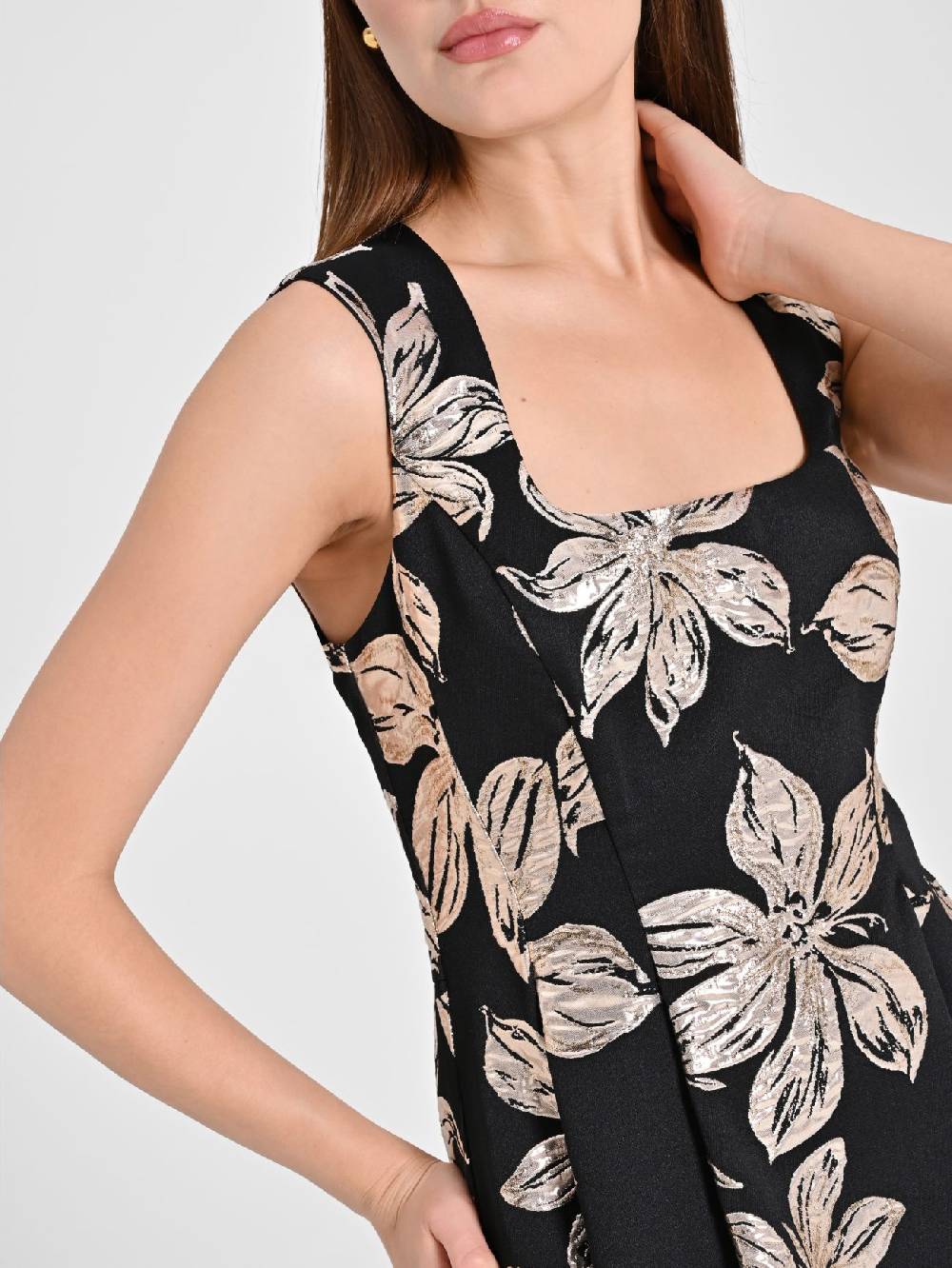 Rinascimento Abito Fiori Dorati Jacquard Sconto di tempo limitato
