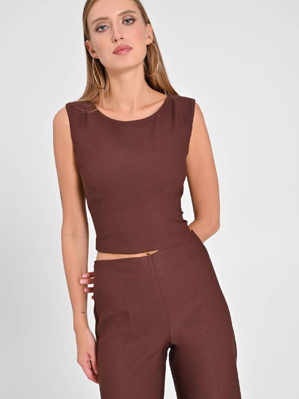Rinascimento Top in in Envers Satin Marrone Prezzo di fabbrica