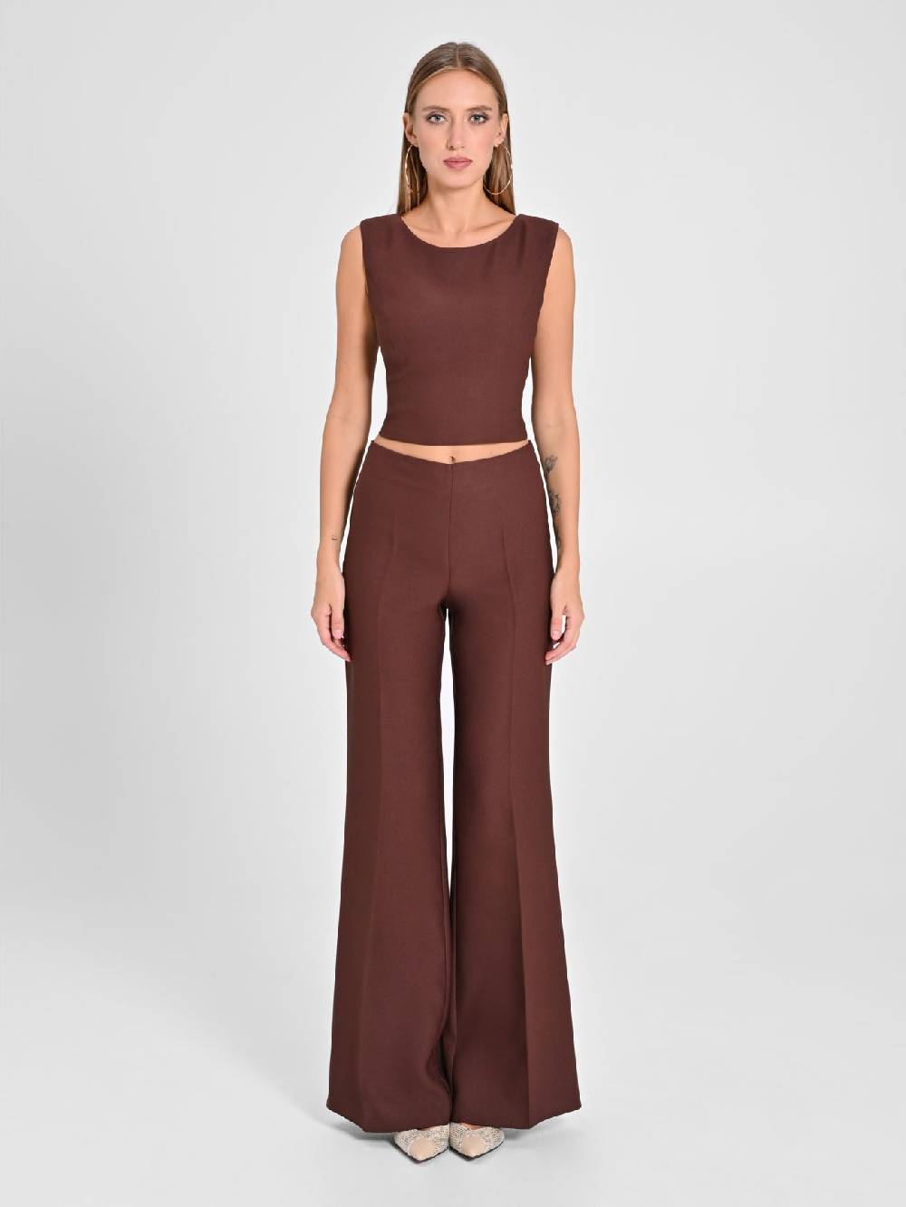 Rinascimento Top in in Envers Satin Marrone Prezzo di fabbrica