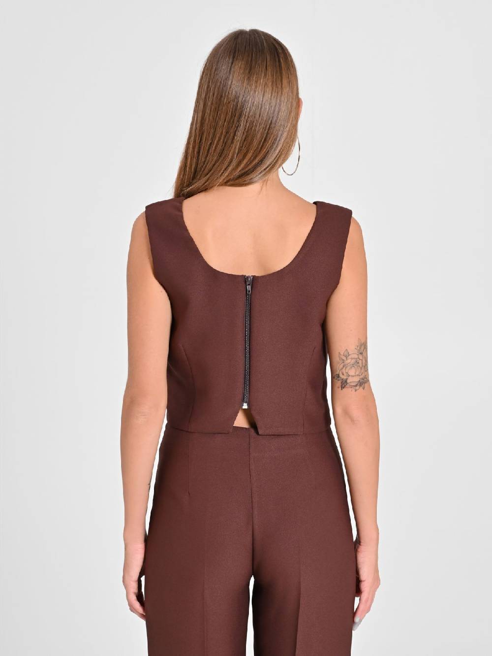 Rinascimento Top in in Envers Satin Marrone Prezzo di fabbrica