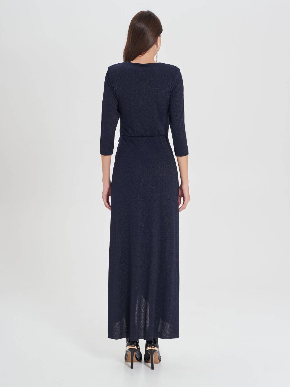 Rinascimento Abito Lungo Blu Lurex Grande vendita