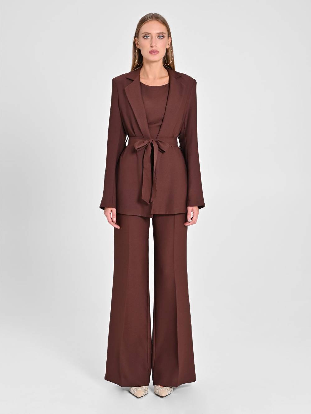 Rinascimento Giacca Vestaglia in Envers Satin Marrone Offerte stagionali