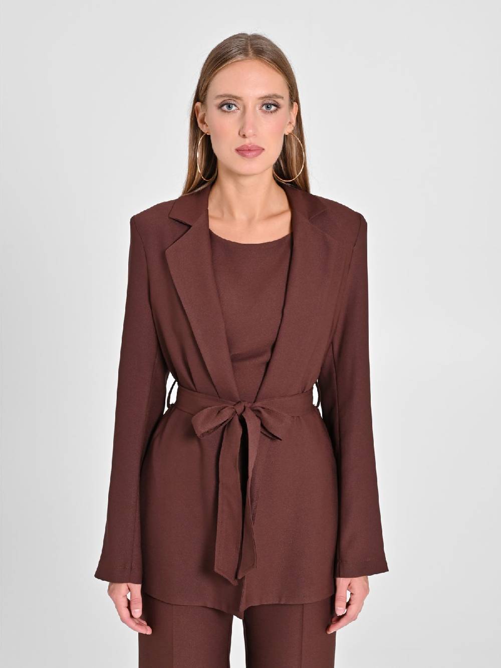 Rinascimento Giacca Vestaglia in Envers Satin Marrone Offerte stagionali