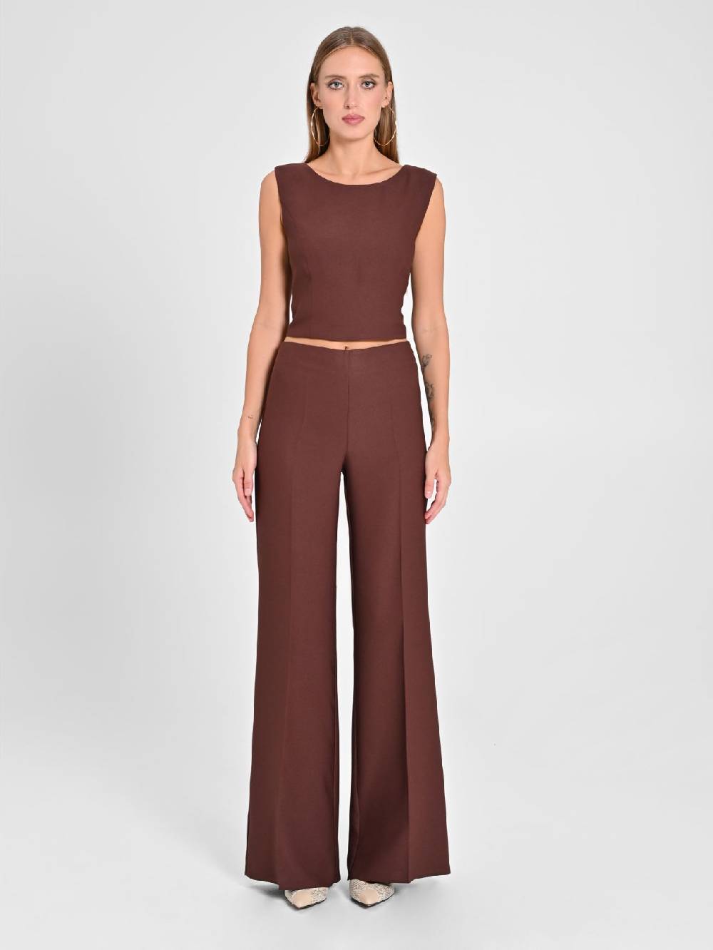 Rinascimento Pantaloni in Envers Satin Marrone Liquidazione