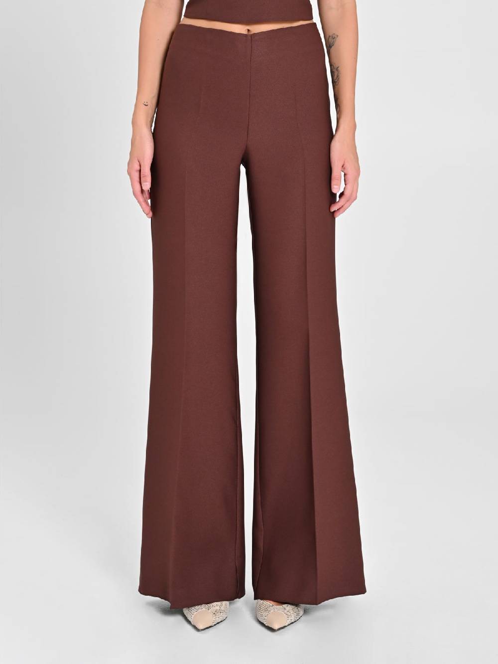 Rinascimento Pantaloni in Envers Satin Marrone Liquidazione