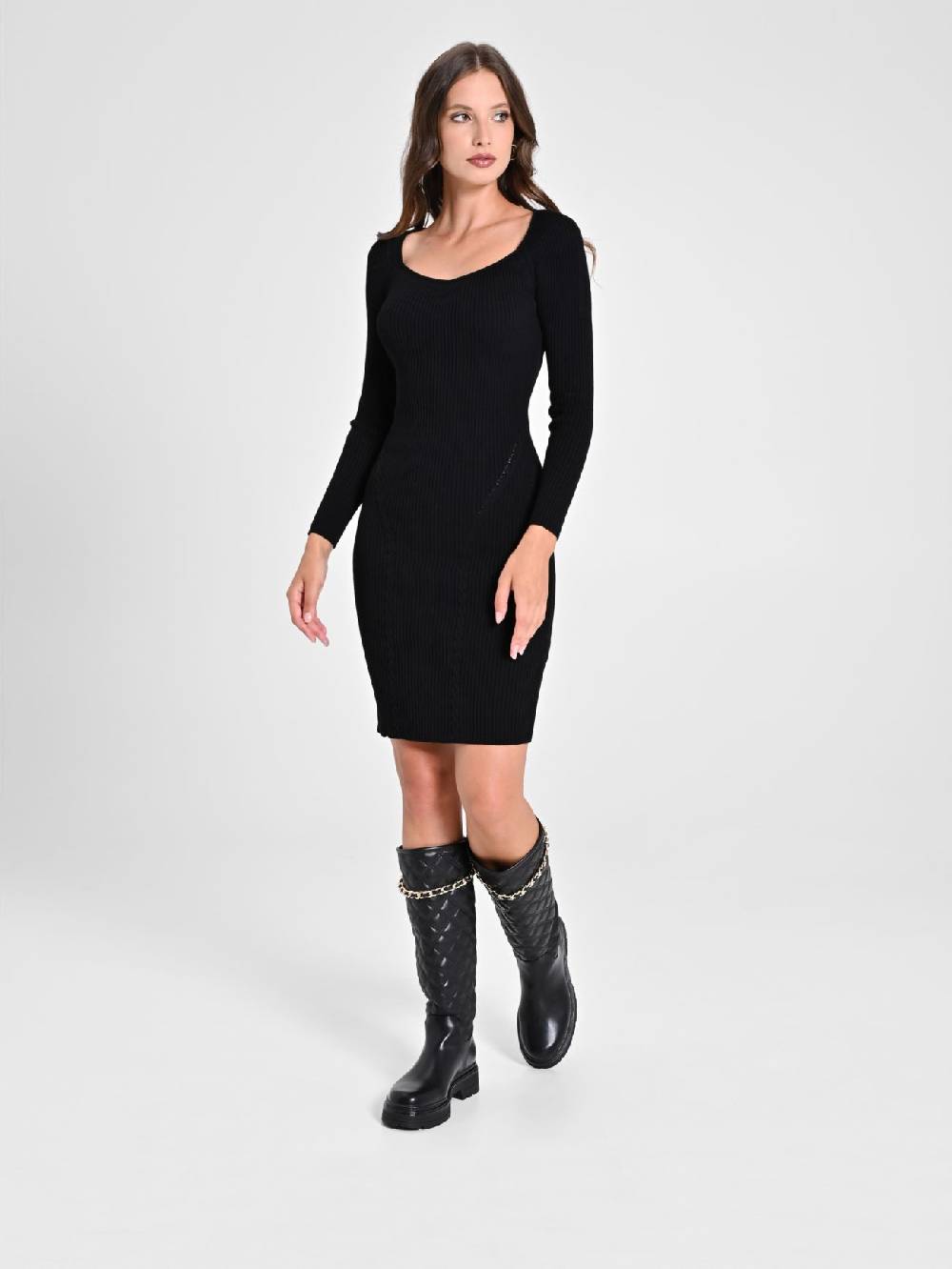 Rinascimento Tubino Nero in Maglia Fino al 60% di sconto
