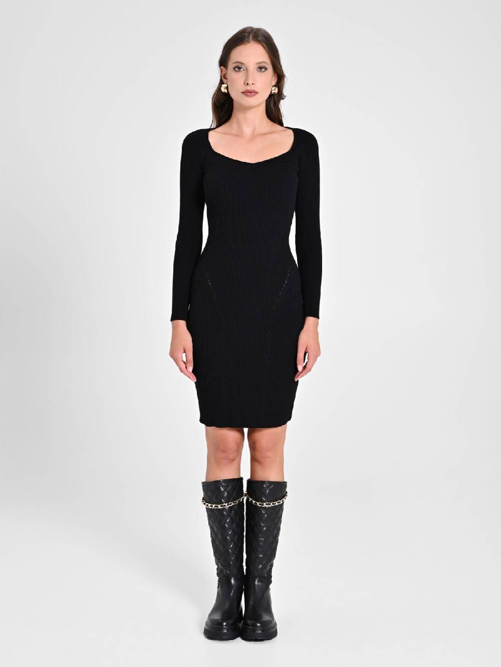 Rinascimento Tubino Nero in Maglia Fino al 60% di sconto