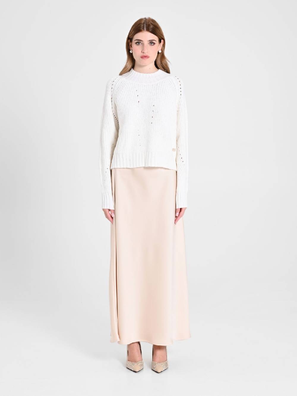 Rinascimento Maglia Bianca treccia Paillettes Fino al 55% di sconto