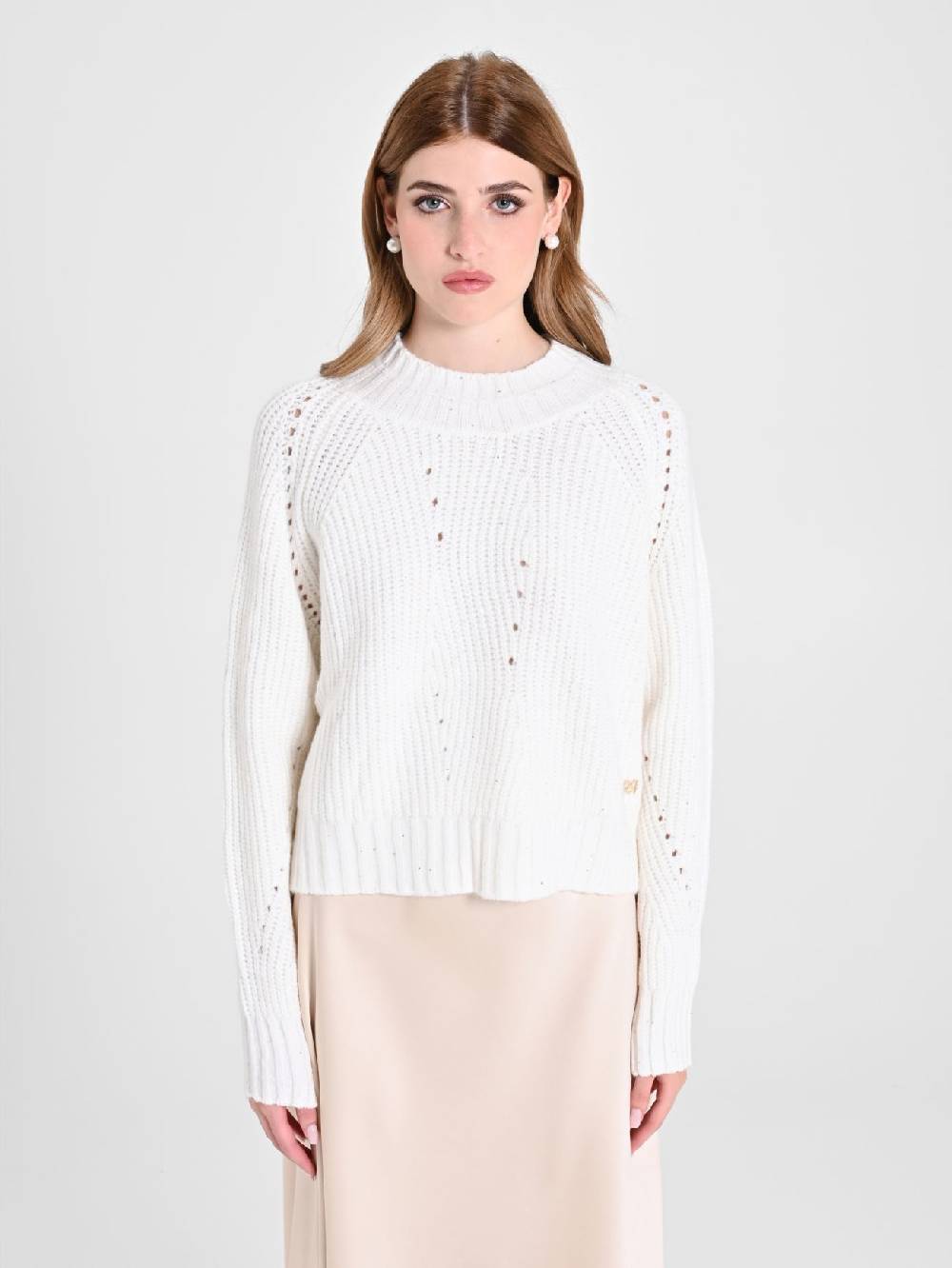 Rinascimento Maglia Bianca treccia Paillettes Fino al 55% di sconto