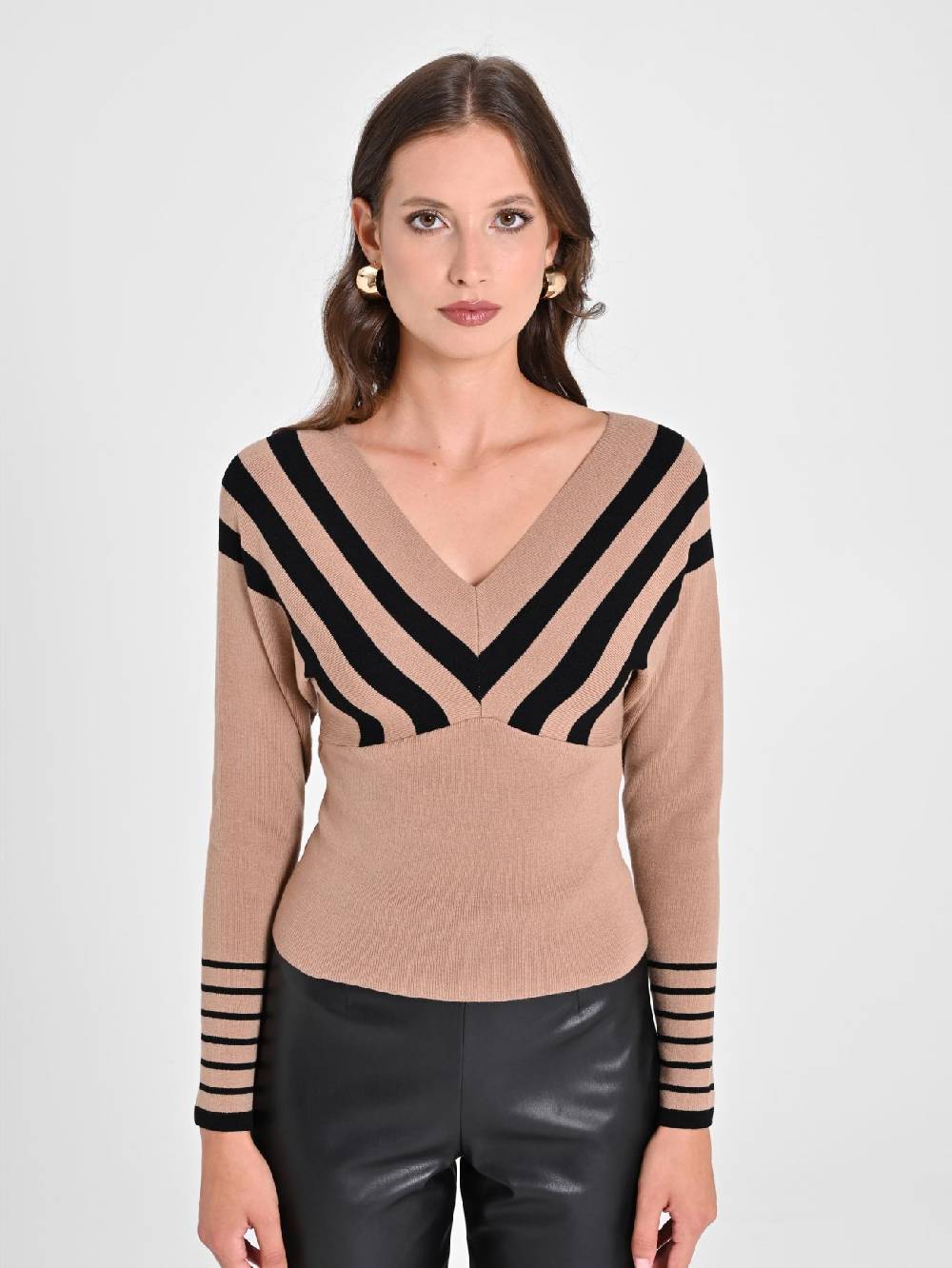 Rinascimento Maglioncino Beige a Righe Nere 50% di sconto con spedizione gratuita