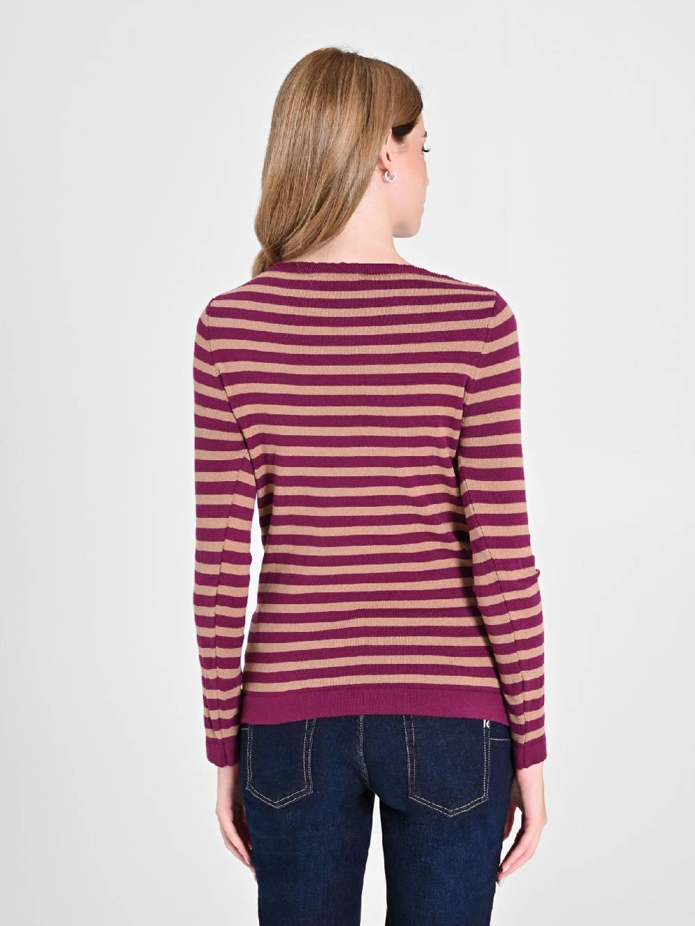 Rinascimento Maglioncino a Righe Beige & Bordeaux Black Friday Prezzi