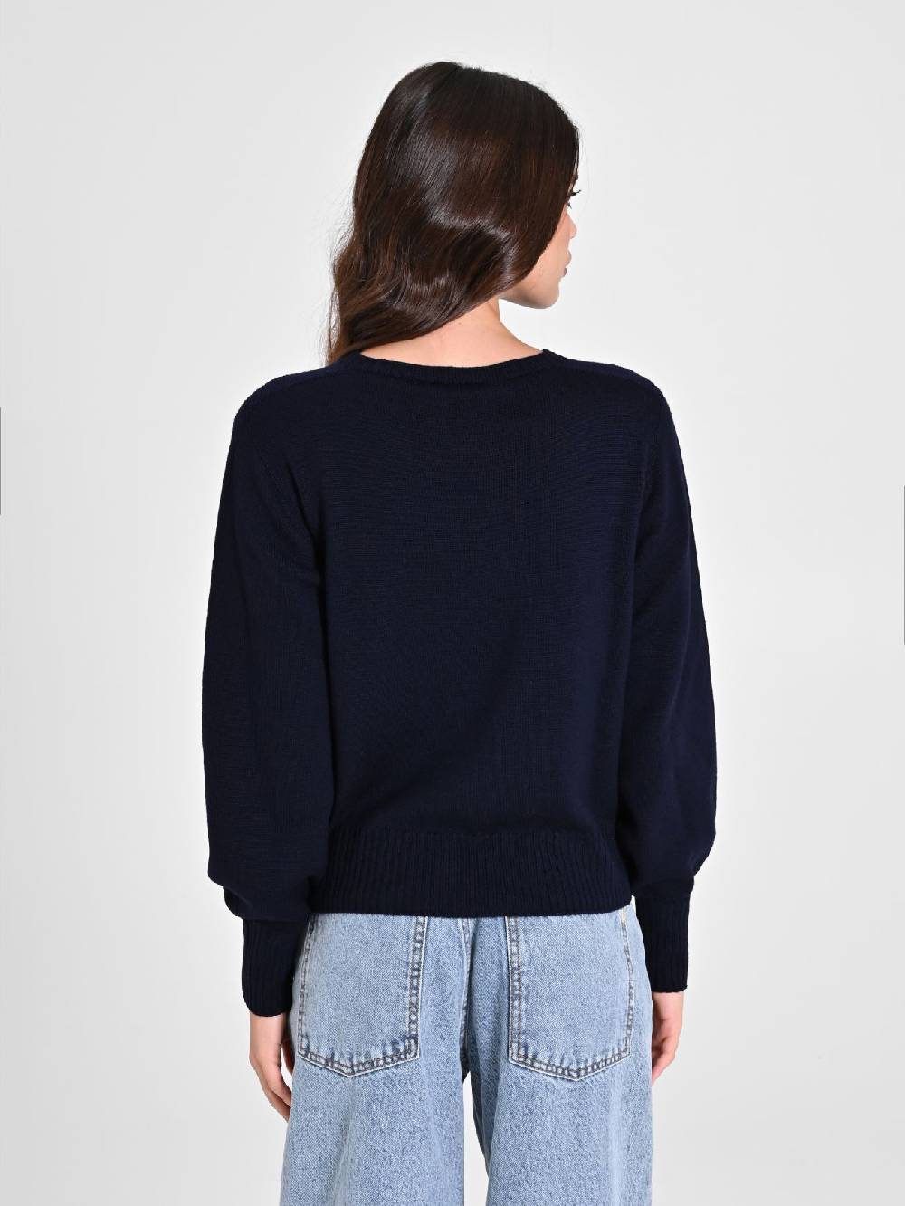 Rinascimento Maglioncino Lana Merino Extrafine Blu Donna Italia