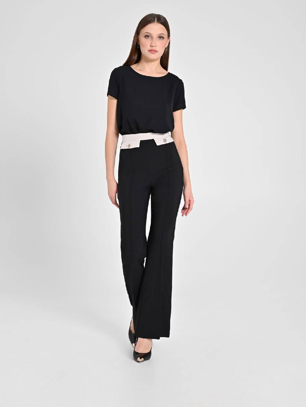 Rinascimento Pantalone Bicolor Nero & Beige Spedizione Gratuita
