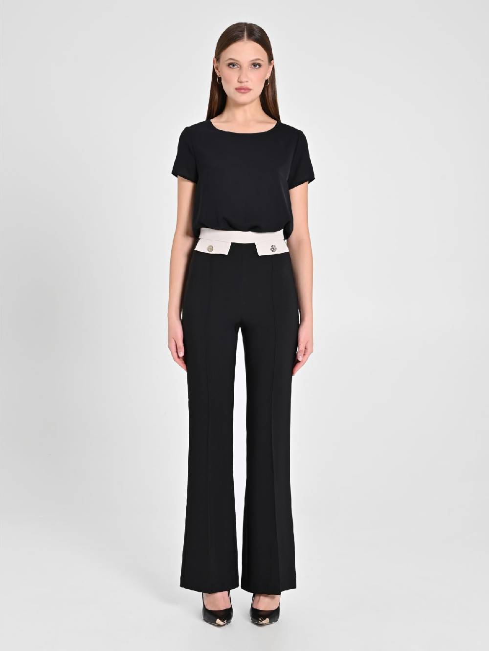 Rinascimento Pantalone Bicolor Nero & Beige Spedizione Gratuita