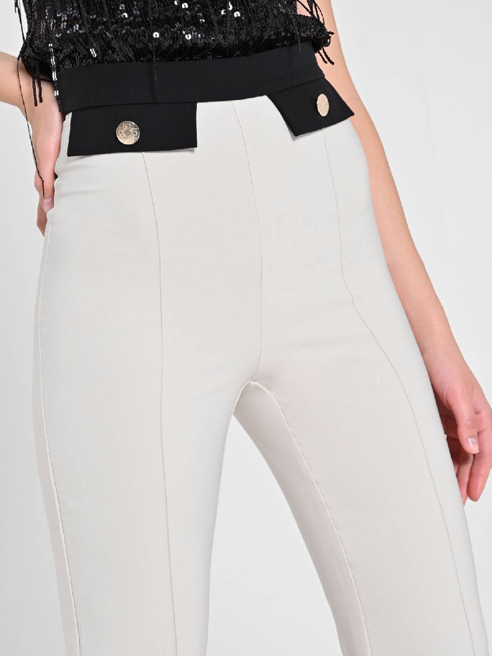 Rinascimento Pantalone Bicolor Beige & Nero Pezzi Unici
