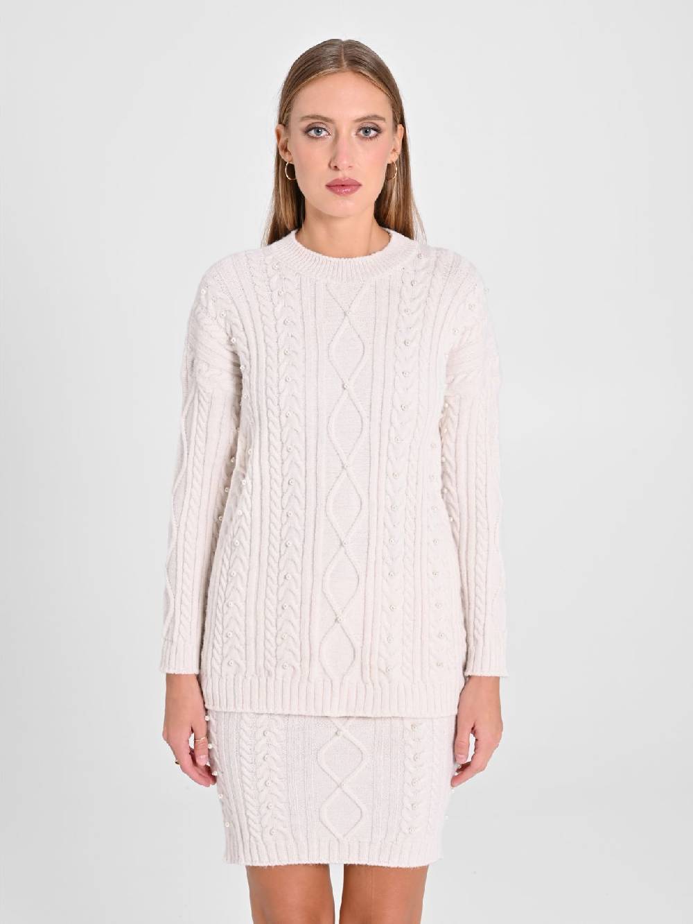 Rinascimento Maglione Bianco con Perle Promozione Limitata