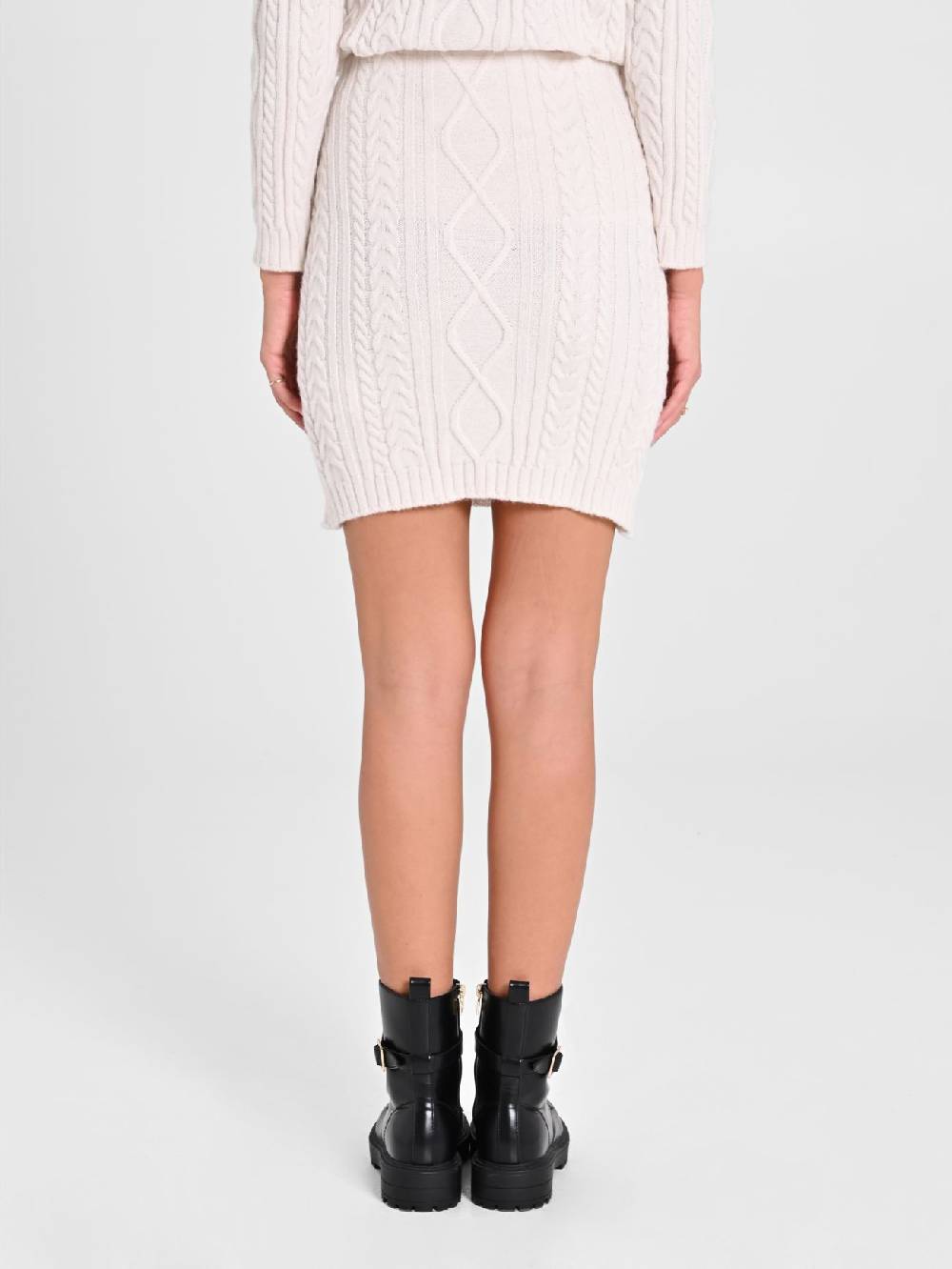 Rinascimento Gonna in Maglia Bianca con Perle Fino Al -60%