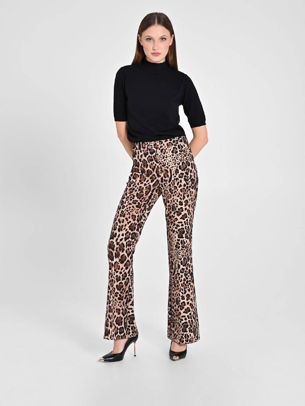 Rinascimento Pantalone Flared Animalier Economico