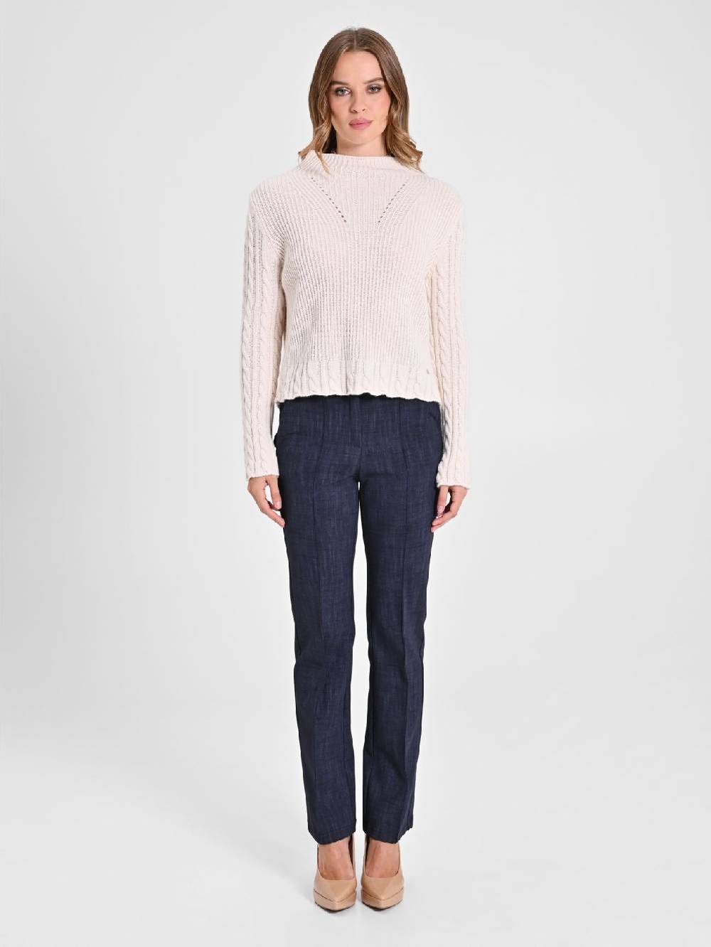 Rinascimento Maglia in Lana Bianca a treccia Online