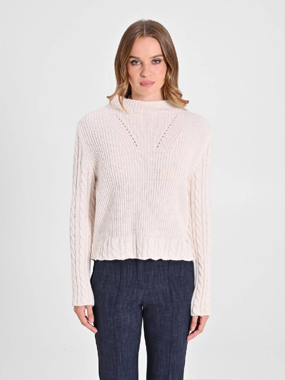 Rinascimento Maglia in Lana Bianca a treccia Online