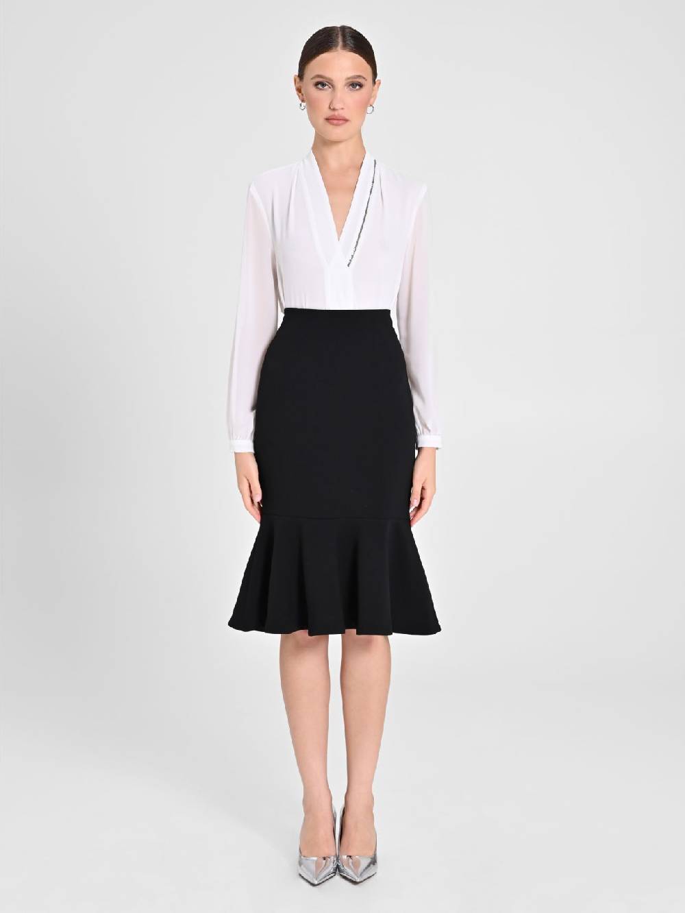 Rinascimento Blusa Bianca dettaglio Strass In Vendita