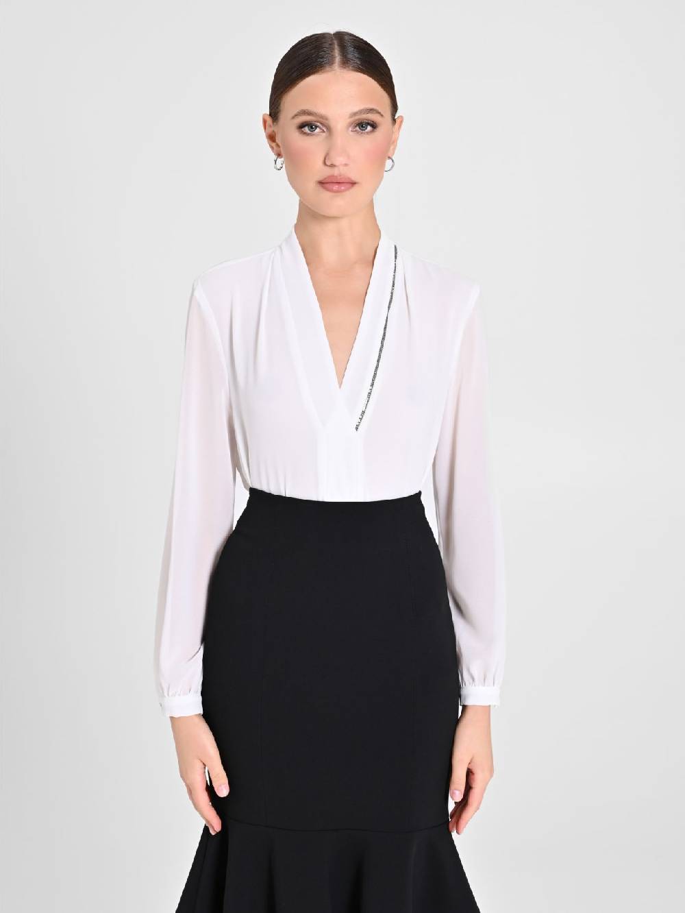 Rinascimento Blusa Bianca dettaglio Strass In Vendita