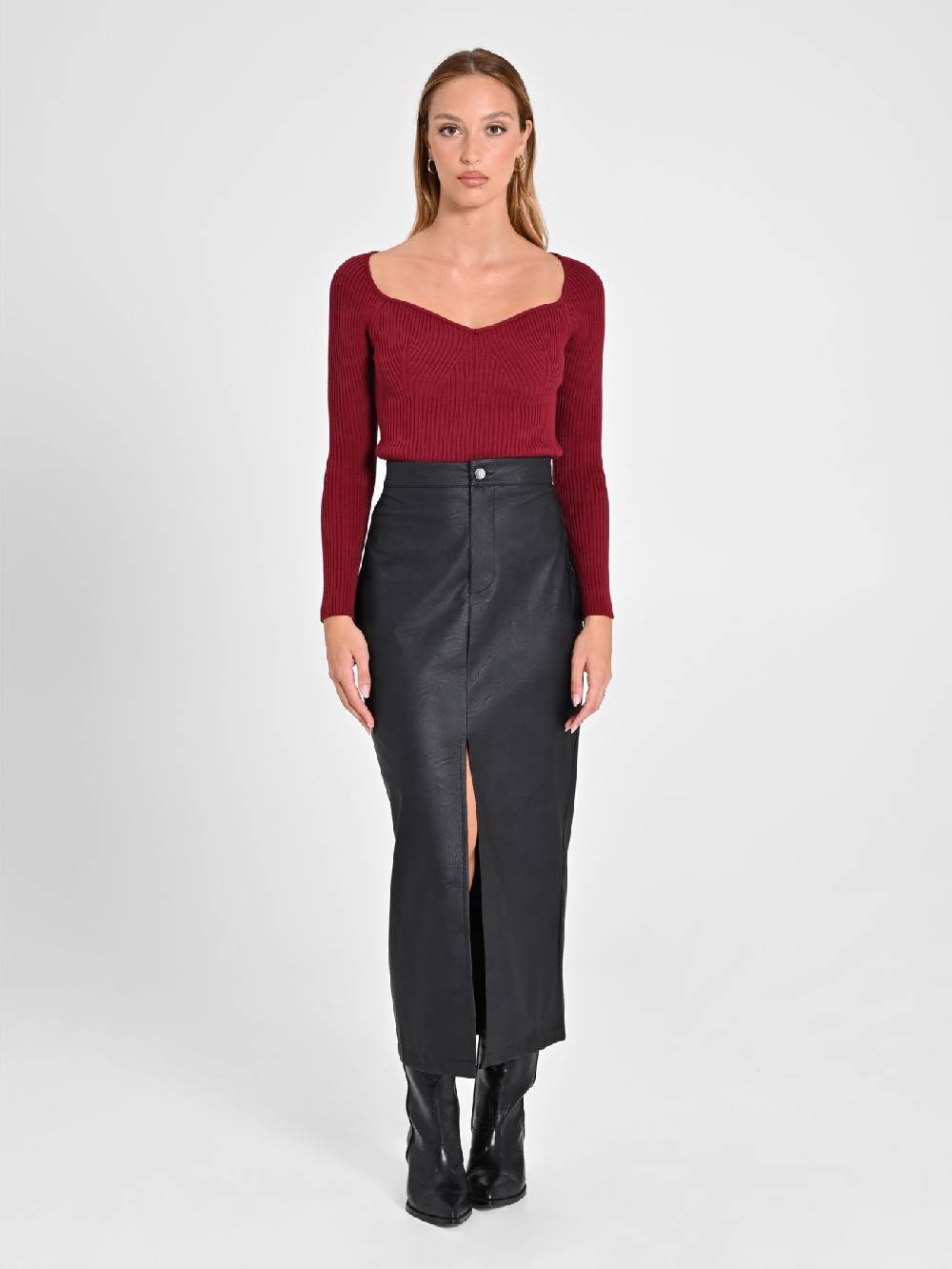 Rinascimento Maglia Bordeaux con Scollo a Cuore Hotsell