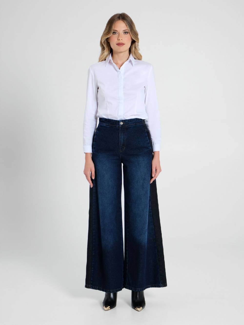 Rinascimento Jeans Palazzo con Banda Saldi Di Fabbrica