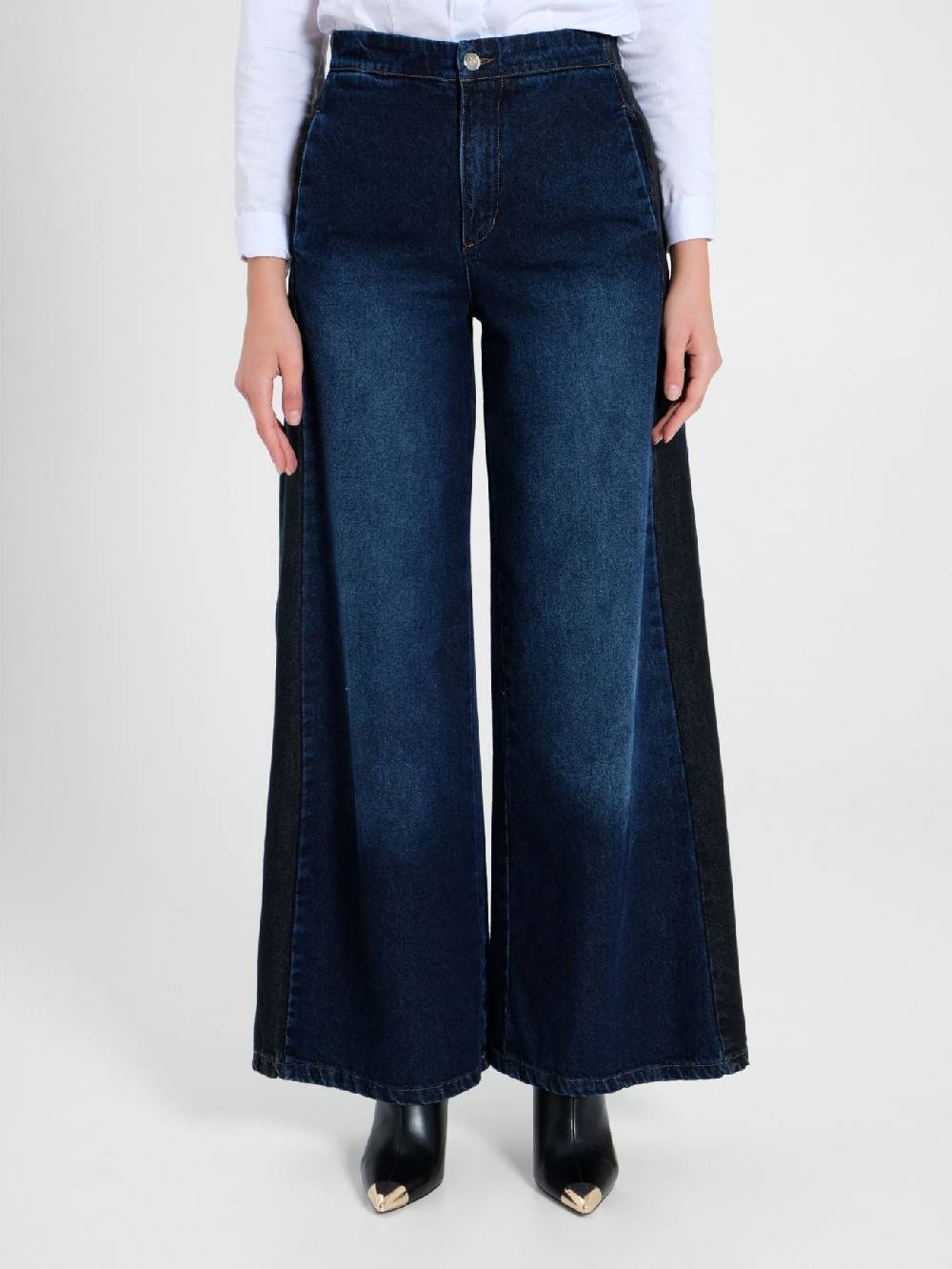 Rinascimento Jeans Palazzo con Banda Saldi Di Fabbrica