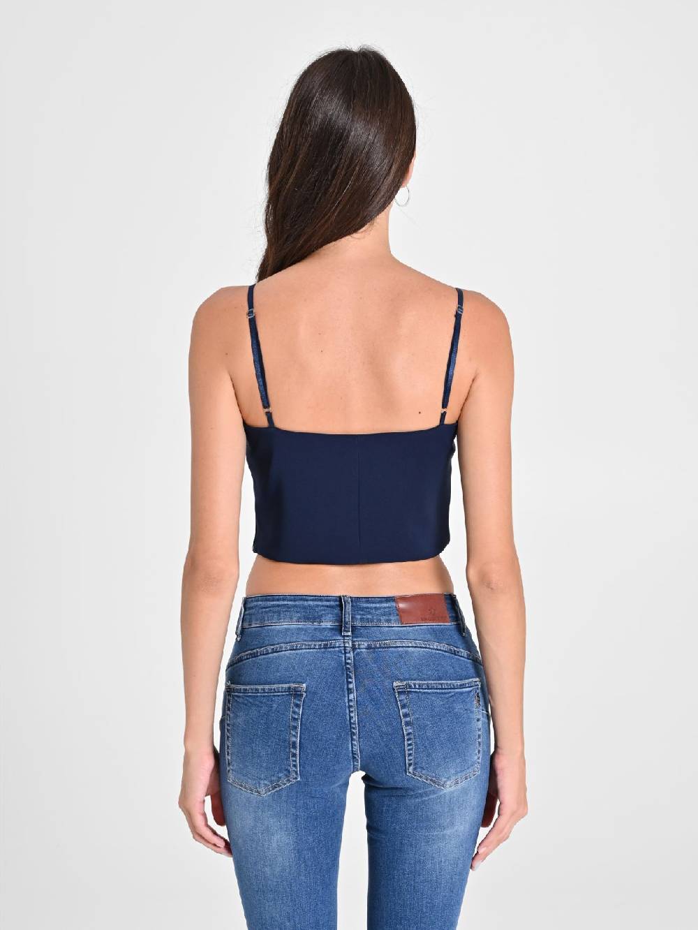 Rinascimento Crop Top Blu con Scollo a Cuore Negozio online di fabbrica