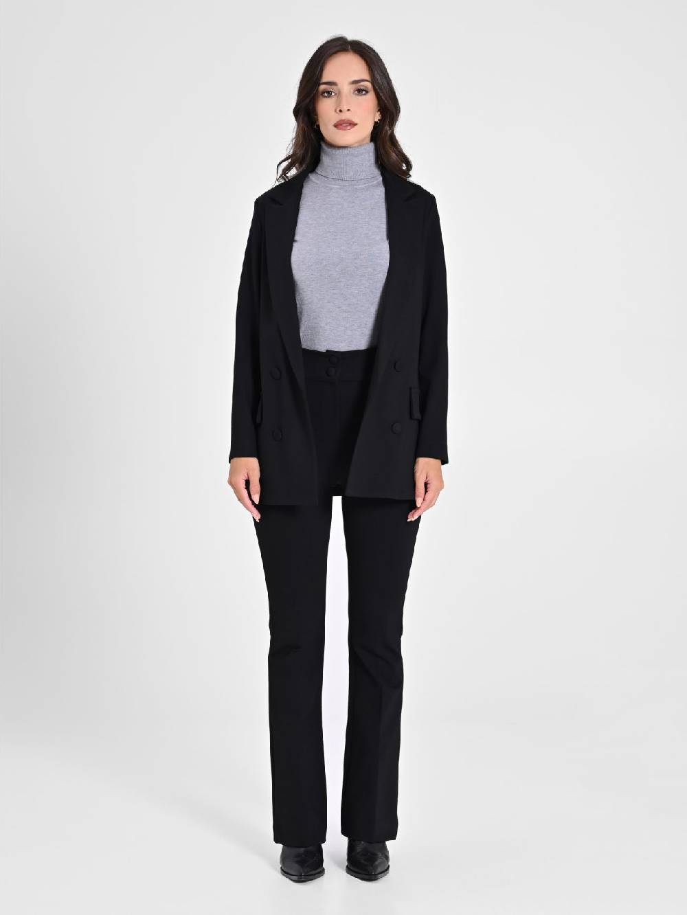 Rinascimento Giacca Aperta in Punto Milano Nero Latest fashion