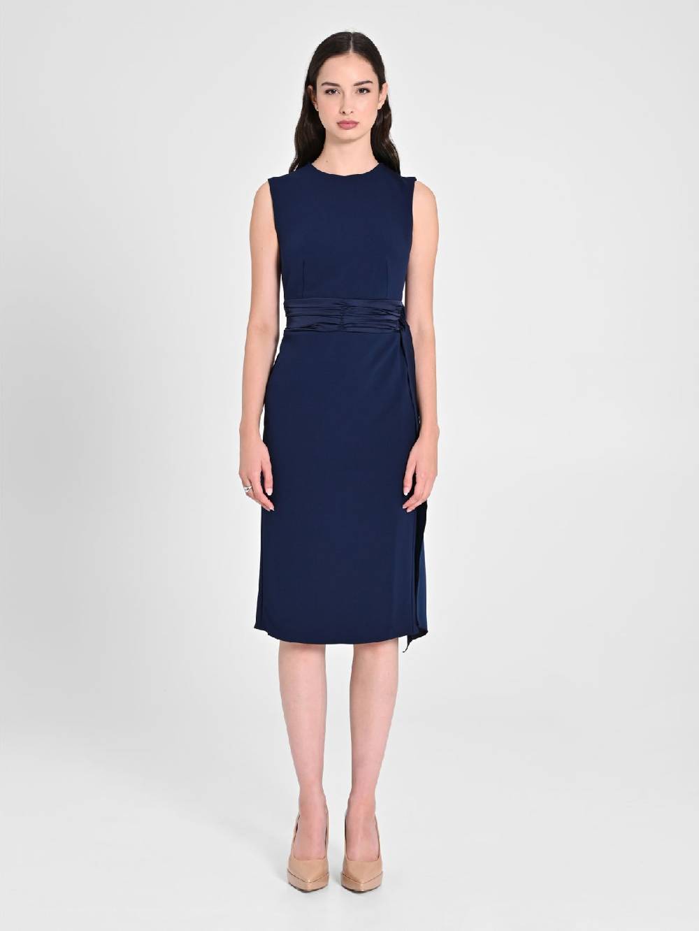 Rinascimento Tubino in Scuba mano Crepe Blu Donna Fino al 65% di sconto