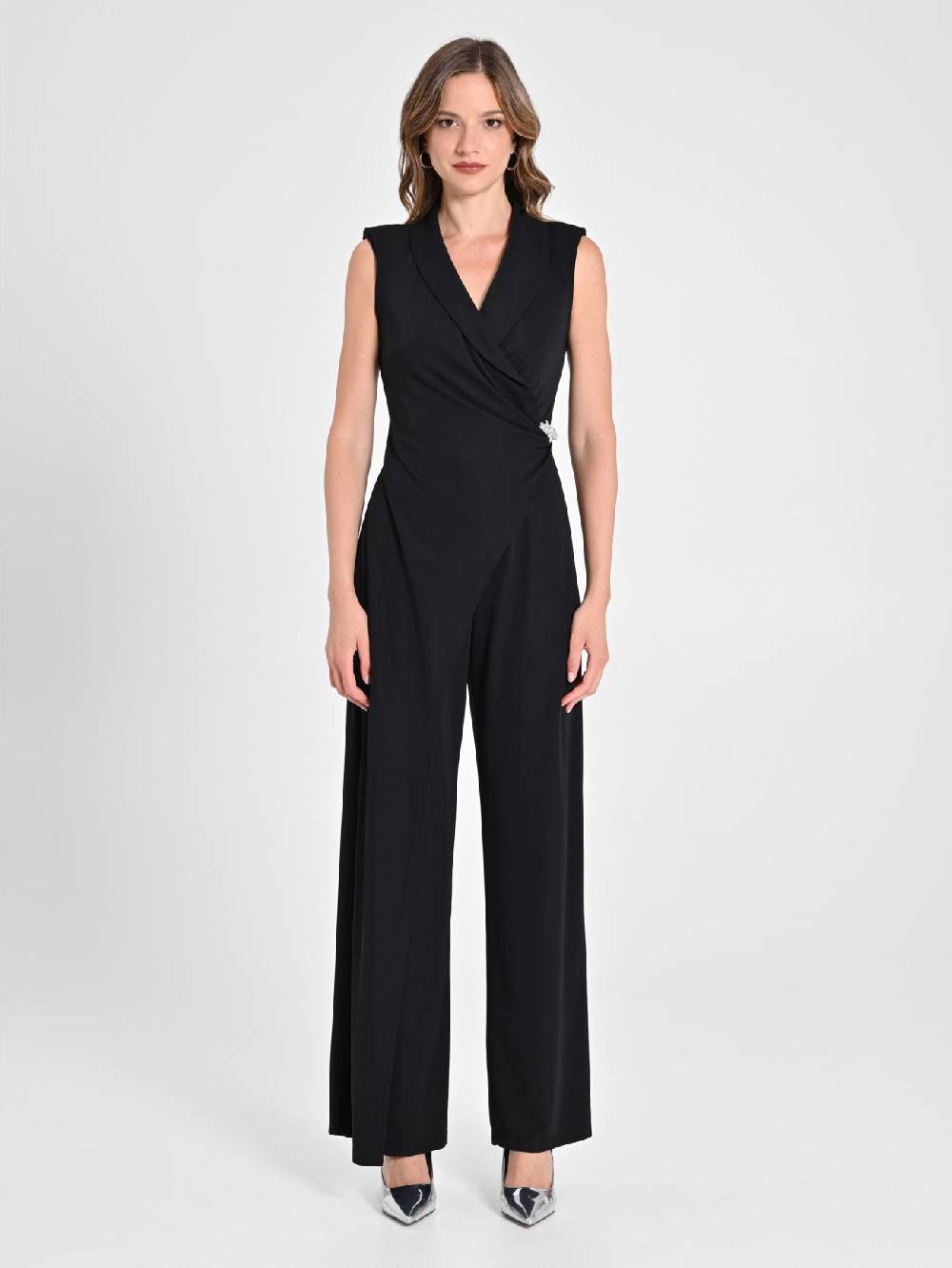 Rinascimento Tuta Tuxedo in Tessuto Fluido Nero Super sconto