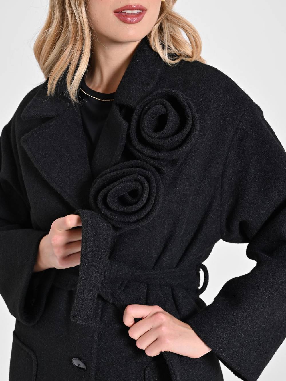 Rinascimento Cappotto Lungo con Rose Enormi sconti