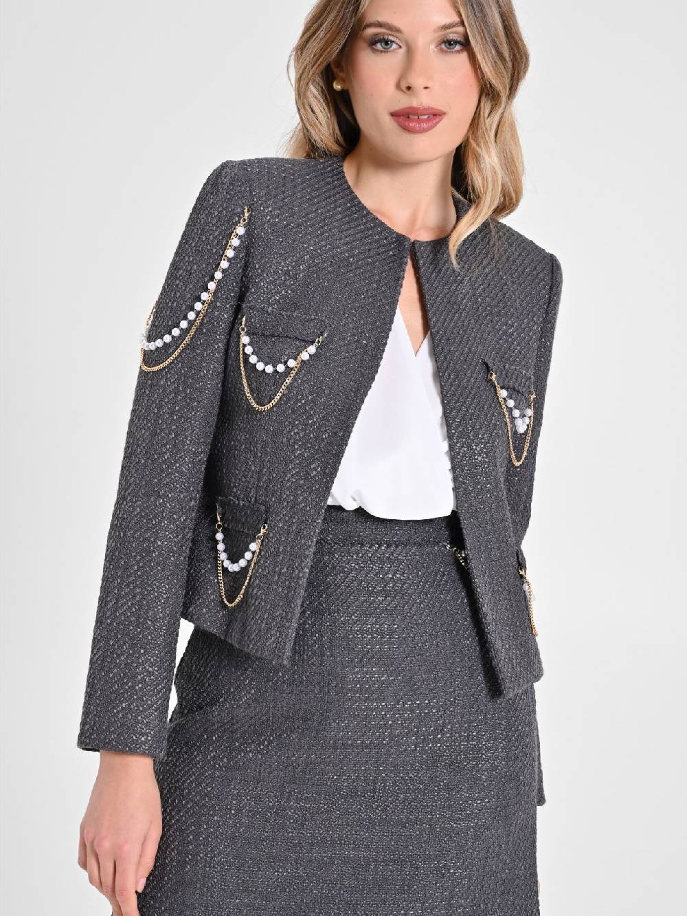 Rinascimento Giacca Corta in Tweed Esporta salva