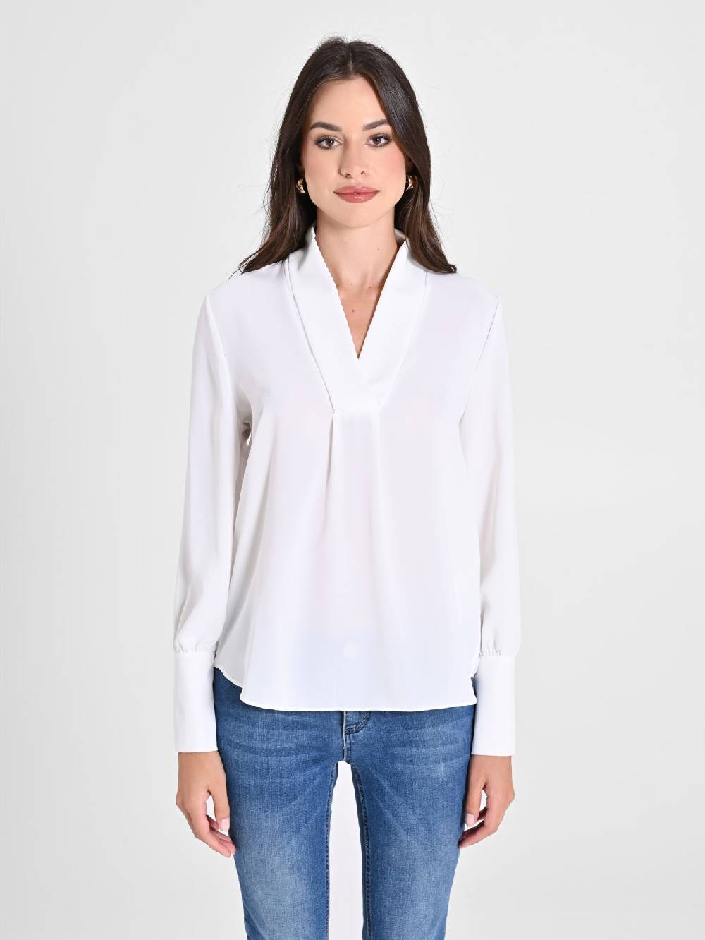 Rinascimento Blusa Bianca maniche Lunghe Vendita