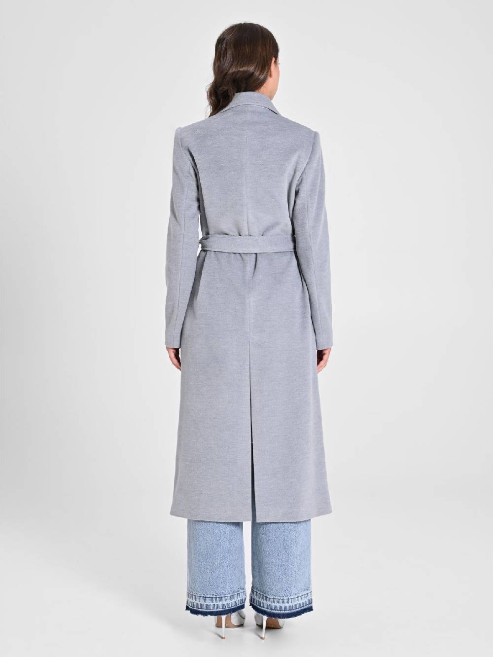 Rinascimento Maxi Cappotto Grigio con Cintura Acquista Ora