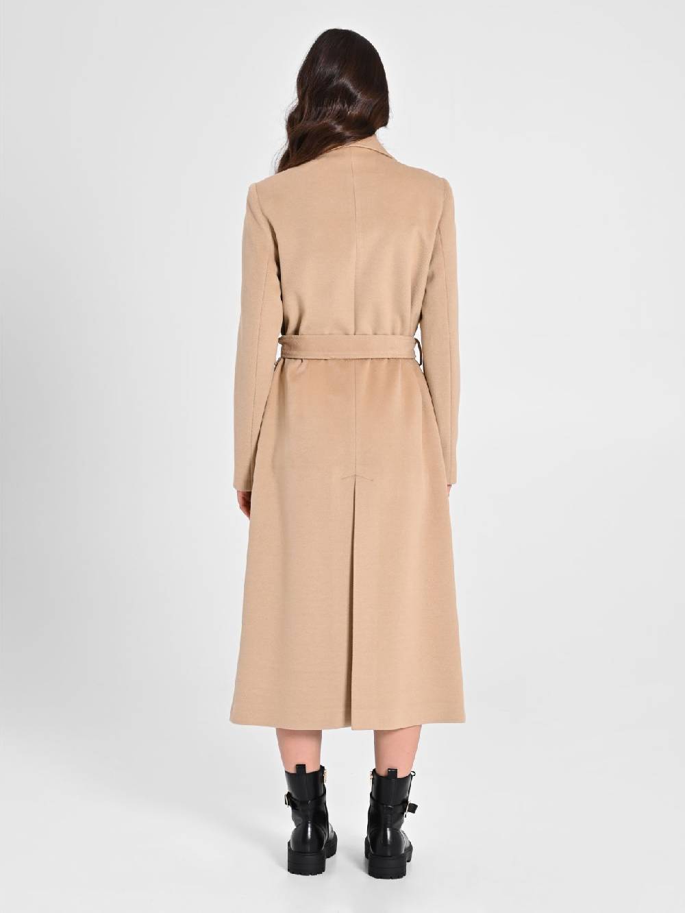 Rinascimento Maxi Cappotto Cammello con Cintura Consegna Veloce