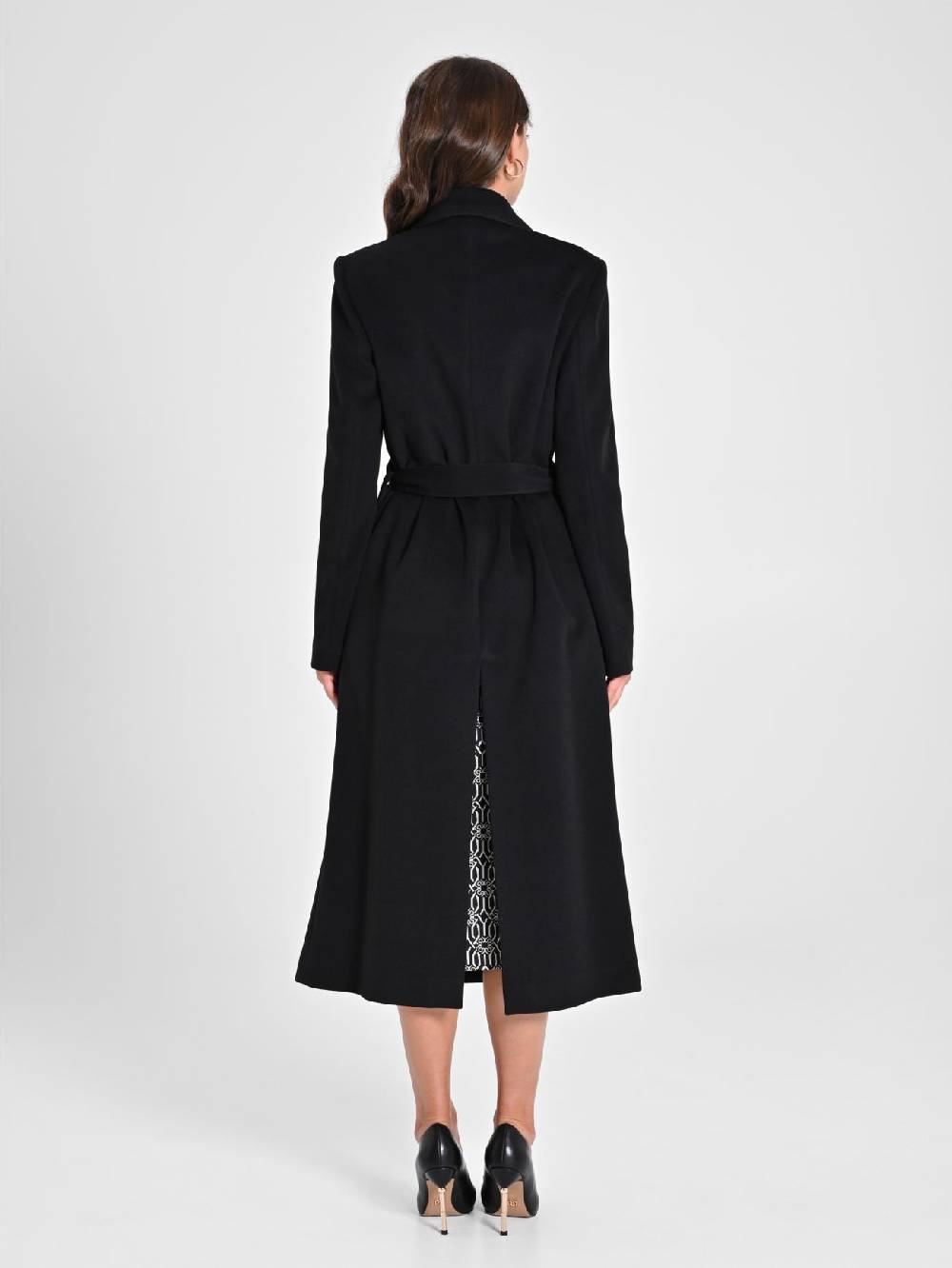 Rinascimento Maxi Cappotto Nero con Cintura Promozione Limitata