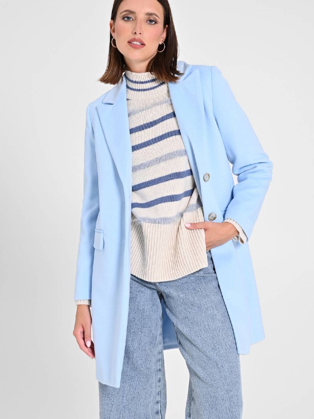 Rinascimento Cappotto Medio Azzurro Affare Del Giorno