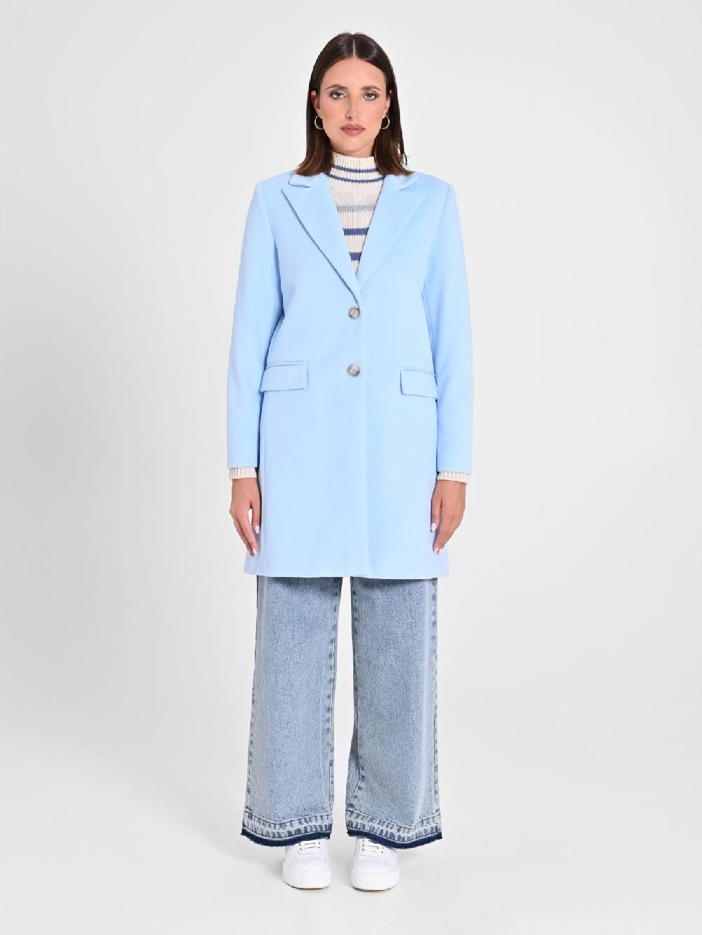 Rinascimento Cappotto Medio Azzurro Affare Del Giorno